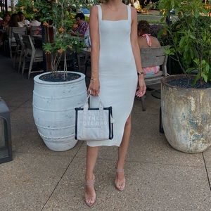 Knit square neck midi dress